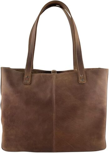 Hide & Drink, Formal Tote Bag, Top Handle Shoulder Bag for Women, Stylish Bag for Shopping, Full Grain Leather, Handmade, Bourbon Brown in Saudi Arabia