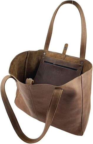 Hide & Drink, Formal Tote Bag, Top Handle Shoulder Bag for Women, Stylish Bag for Shopping, Full Grain Leather, Handmade, Bourbon Brown in Saudi Arabia