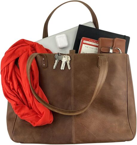 Hide & Drink, Formal Tote Bag, Top Handle Shoulder Bag for Women, Stylish Bag for Shopping, Full Grain Leather, Handmade, Bourbon Brown in Saudi Arabia