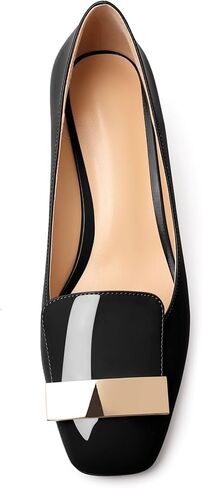 YODEKS Women's Low Block Heels Pumps Square Toe Chunky Heels Slip On 2 Inch Closed Toe Dressy Shoes in Saudi Arabia