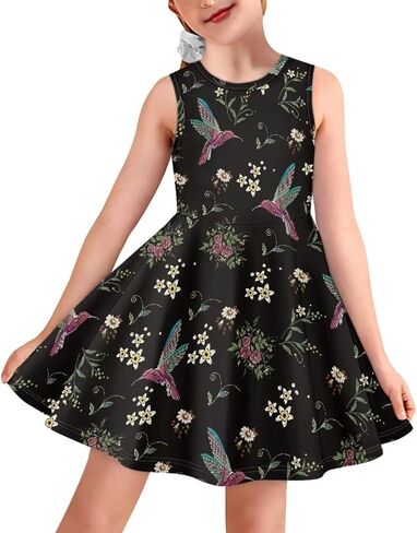Girls Cute Dress Sleeveless Swing Skater A-Line Dress Casual Party Summer Outfits Funny Print in Kuwait