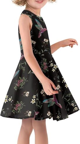 Girls Cute Dress Sleeveless Swing Skater A-Line Dress Casual Party Summer Outfits Funny Print in Kuwait