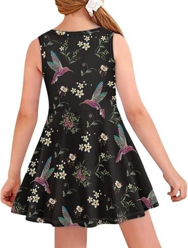 Girls Cute Dress Sleeveless Swing Skater A-Line Dress Casual Party Summer Outfits Funny Print in Kuwait