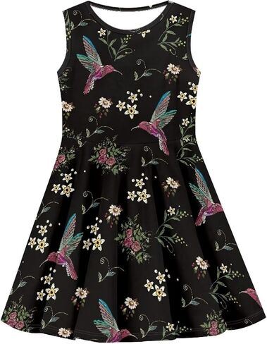 Girls Cute Dress Sleeveless Swing Skater A-Line Dress Casual Party Summer Outfits Funny Print in Kuwait