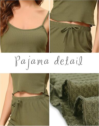 cheibear Womens Lounge Pajamas 2023 Summer Cami Tops with Shorts Sleepwear Knit Camisole PJ Sets in Saudi Arabia