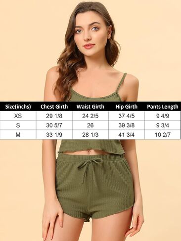 cheibear Womens Lounge Pajamas 2023 Summer Cami Tops with Shorts Sleepwear Knit Camisole PJ Sets in Saudi Arabia