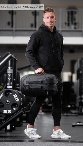 حقيبة ظهر قابلة للتحويل لصالة الألعاب الرياضية للرجال والنساء - حقيبة ظهر للسفر مع حجرة للكمبيوتر المحمول والأحذية - حقيبة دفل للحمل لصالة الألعاب الرياضية والعمل والرياضة (35 لتر) (أسود، متوسط) in Kuwait