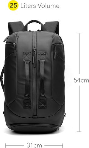 حقيبة ظهر قابلة للتحويل لصالة الألعاب الرياضية للرجال والنساء - حقيبة ظهر للسفر مع حجرة للكمبيوتر المحمول والأحذية - حقيبة دفل للحمل لصالة الألعاب الرياضية والعمل والرياضة (35 لتر) (أسود، متوسط) in Kuwait