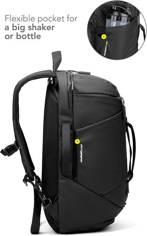 حقيبة ظهر قابلة للتحويل لصالة الألعاب الرياضية للرجال والنساء - حقيبة ظهر للسفر مع حجرة للكمبيوتر المحمول والأحذية - حقيبة دفل للحمل لصالة الألعاب الرياضية والعمل والرياضة (35 لتر) (أسود، متوسط) in Kuwait