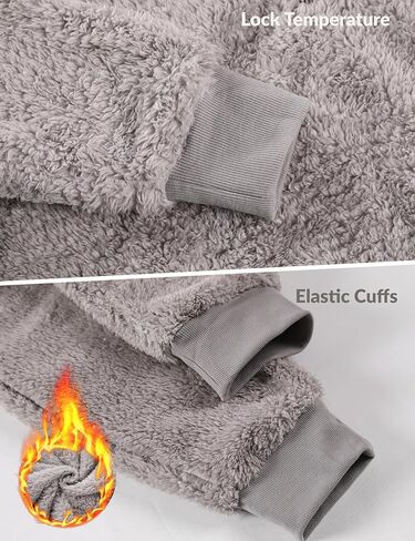 أطقم بيجامات صوف نسائية من Lentta ملابس نوم دافئة منفوشة مكونة من قطعتين مع جيوب in Kuwait