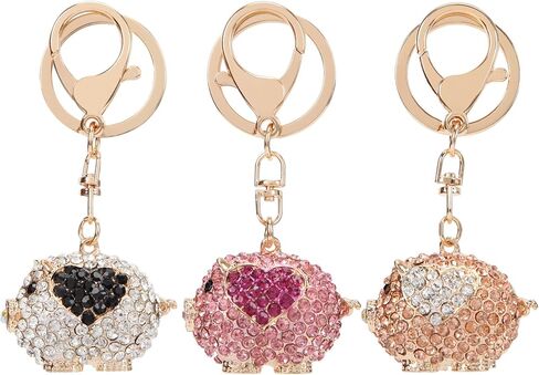 Fawziya Keychain Cute Heart Pig Bling Rhinestone Novelty Bag Charm For Women in Saudi Arabia