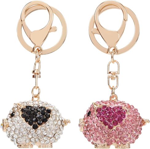 سلسلة مفاتيح فوزية على شكل قلب لطيف على شكل خنزير بلينغ حجر الراين حقيبة جديدة ساحرة للنساء in Kuwait