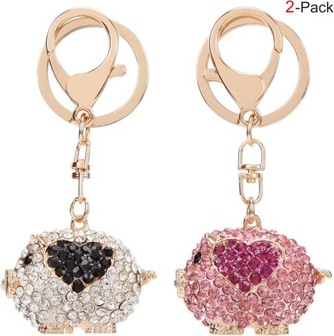 سلسلة مفاتيح فوزية على شكل قلب لطيف على شكل خنزير بلينغ حجر الراين حقيبة جديدة ساحرة للنساء in Kuwait