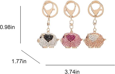 Fawziya Keychain Cute Heart Pig Bling Rhinestone Novelty Bag Charm For Women in Saudi Arabia