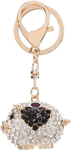 Fawziya Keychain Cute Heart Pig Bling Rhinestone Novelty Bag Charm For Women in Saudi Arabia