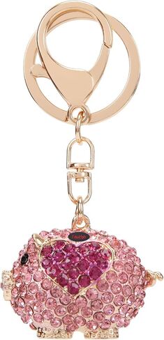Fawziya Keychain Cute Heart Pig Bling Rhinestone Novelty Bag Charm For Women in Saudi Arabia