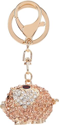 Fawziya Keychain Cute Heart Pig Bling Rhinestone Novelty Bag Charm For Women in Saudi Arabia