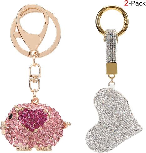 Fawziya Keychain Cute Heart Pig Bling Rhinestone Novelty Bag Charm For Women in Saudi Arabia
