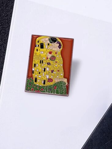 Art Painting Kiss Brooch Creative Metal Enamel Pin Ladies Badge Fashion Accessory Abstract Art Deco Painting Lover for Hat Jacket Cotton Shirt Skirt Canvas Bag, Metal, no gemstone in Saudi Arabia