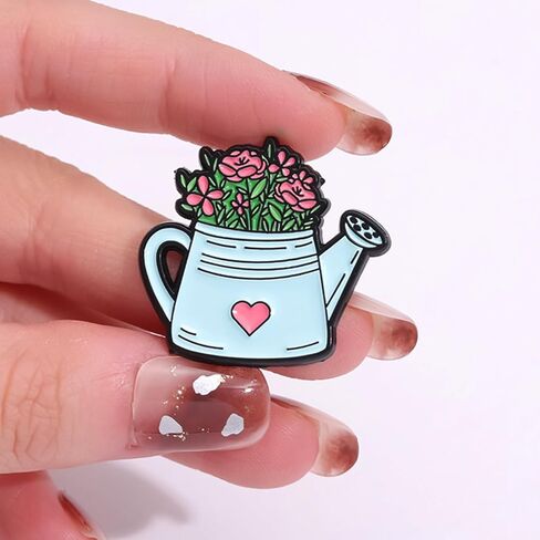 Colorful Flower Enamel Pins for WomenKids,7 Pieces Knapsack Kettle Galoshes Pickup Truck Gardening Enamel Brooch Pins Cartoon Plant Brooch Badge Pins for Jackets Backpacks in Kuwait