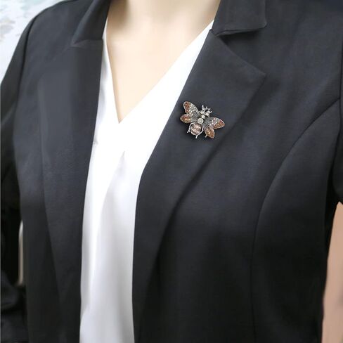 Cute Red Crystal Bee Brooch Pin Rhinestone Animal Lapel Brooches Novelty Funny Pins Fashion Jewelry Suit Brooches Accessories for Women Men in Saudi Arabia