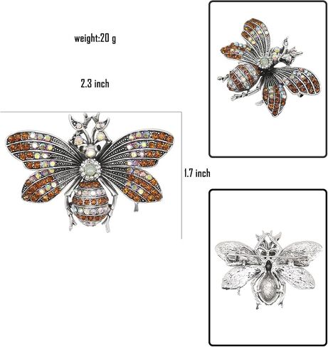 Cute Red Crystal Bee Brooch Pin Rhinestone Animal Lapel Brooches Novelty Funny Pins Fashion Jewelry Suit Brooches Accessories for Women Men in Saudi Arabia