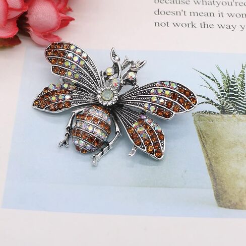 Cute Red Crystal Bee Brooch Pin Rhinestone Animal Lapel Brooches Novelty Funny Pins Fashion Jewelry Suit Brooches Accessories for Women Men in Saudi Arabia