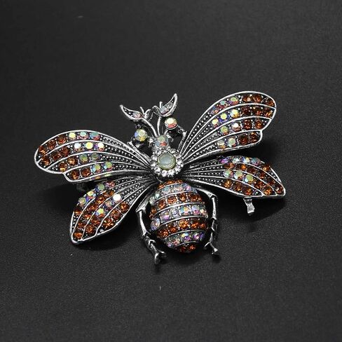 Cute Red Crystal Bee Brooch Pin Rhinestone Animal Lapel Brooches Novelty Funny Pins Fashion Jewelry Suit Brooches Accessories for Women Men in Saudi Arabia