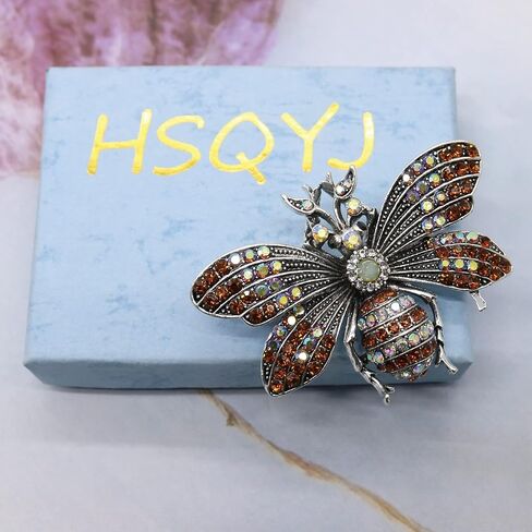 Cute Red Crystal Bee Brooch Pin Rhinestone Animal Lapel Brooches Novelty Funny Pins Fashion Jewelry Suit Brooches Accessories for Women Men in Saudi Arabia