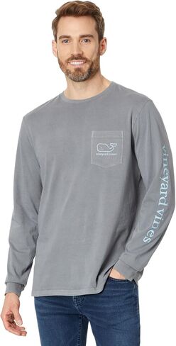 vineyard vines Men's Vintage Whale Garment Dyed Long-Sleeve Pocket Tee in Saudi Arabia