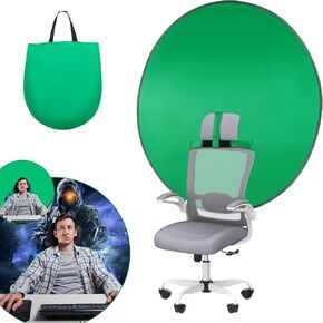 Green Screen Chair,Green Screen Background 40IN,Pop Up Portable Chromakey Backdrop with Stand,Collapsible Attachable Panel for Photo and Video Shooting, Live Streaming,Zoom,Gaming