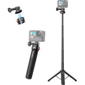 VRIG Extendtable Selfie Stick Tripod for Action Camera，Claw Mini 20.8in Action Camera Tripod Stand 4 Stage Portable Vlog Accessories for GoPro Hero 12 11 10 9/Max/DJI OSMO/Insta 360
