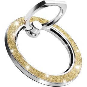 Glitter Sparkling Magnet Phone Grip Ring Holder for smartphones, 360 Rotation Magnetic Bling Phone Ring Finger Grip Pop for iphone for Samsung Series (Golden)