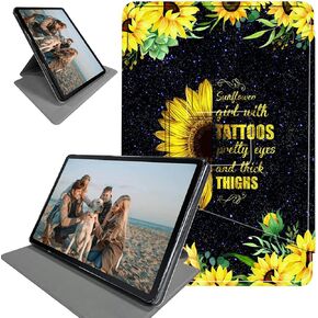360 Degree Rotation Case for 6.8" Kindle Paperwhite 11th Generation 2021 and Kindle Paperwhite Signature Edition, Smart Standing Protective Cover with Auto Sleep/Wake, Sunflower Girl with Tattoos