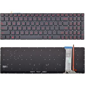 Replacement Keyboard Compatible with Asus G551 GL551 GL551J GL552 ROG GL752 GL752V G771 ZX50 with Backlit US Layout Red Letter