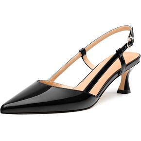 Womens Slingback Pumps, Pointed Teo Low Kitten Heel Shoes for Women, Comfort Leather Insole Daily Pumps for Women 2"
