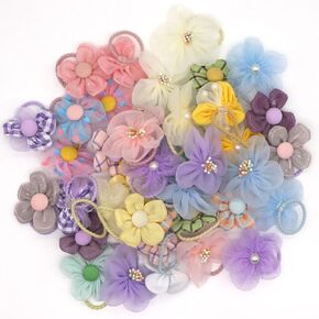 40Pcs Baby Flower Hair Ties Colorful Elastics Toddler Flower Hair Ties Cute Ponytail Holders for Kids Toddler Little Girls(Random Color)