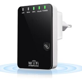 WiFi Extender Signal Booster for Home, 300Mbps 2.4GHz WiFi Repeater Wireless Range Extender with Ethernet Ports, 360° Full Wi-Fi Coverage, Supports Repeater/AP/Router Mode