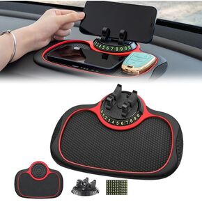 Multifunction Car Anti-Slip Mat Auto Phone Holder, Auto Non-slip Car Mats for Phone Holders, Car Dash Mat Anti Slip Rug Dashboard Cell Phone Holder, Phone Sticky Grip Phone Mount for Car (Red)