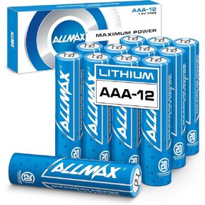 Allmax AAA Lithium Batteries (12 Count) – Longest Lasting, Leakproof, 20-Year Shelf Life, Maximum Performance – 1.5V