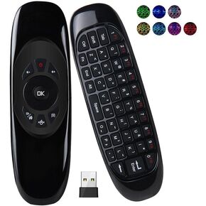 iPazzPort(7-Colors Backlit) Mini Wireless Keyboard Air Mouse Combo, 2.4G USB Dongle,Built in Rechargeable Battery,for PC,Desktop,Computer,Laptop,Smart TV, Windows 7 8 10(5.9inch)