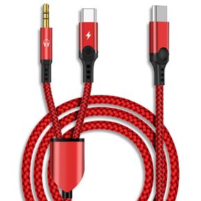 USB C to 3.5mm Aux Cable, 2 in 1 USB C to 3.5mm Headphone Jack Car Stereo Cable with Charging Compatible with iPhone 15/15Pro/15+, Galaxy S23 Ultra/S22 Ultra/S22/S21FE/Z Fold 4, Pixel 7/7Pro