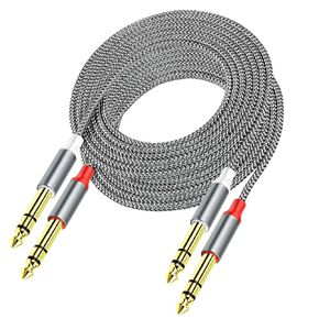 XMSJSIY Dual 1/4" 6.35mm TRS to Dual 1/4 6.35mm TRS Stereo Audio Cable Guitar Patch Cord Instrument Stereo Male to Male Pro Interconnect Cable for Guitar Bass Amplifier Amp -2M/6.5FT