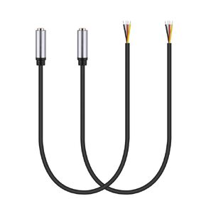 2-Pack 12.5inch Replacement 3.5mm Female Jack to Bare Wire Open End TRRS 4 Pole Stereo 1/8" 3.5mm Jack Plug Connector Audio Cable for Headphone Headset Earphone Microphone Cable Repair