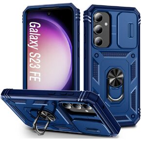 Case for Galaxy S23 FE, Slide Lens Protective Case Shockproof Impact Resistant with Kickstand Cover Case for Samsung Galaxy S23 FE 5G 6.4" (Green)
