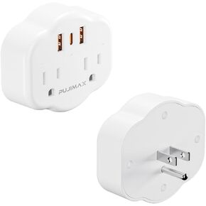 Outlet Extender, Wall Outlet Splitter with Type C Port, 2 USB Ports，2 Outlet, Wall Plugs for Outlets Extension Plug for Cruise Ship Home& Office