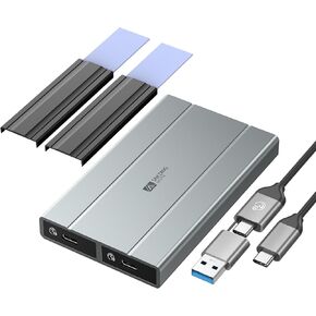 حاوية SANZNAG NVMe M.2 SSD مع ناقل حركة بسرعة 10 جيجابت في الثانية، حاوية USB3.2 Dual NVME SSD، محول NVME إلى USB لـ 2230 2242 2260 2280 M.2 PCIe NVMe M-Key & M+B Key SSD (بدون أدوات، 2 بوصة -1 كابل) in Kuwait