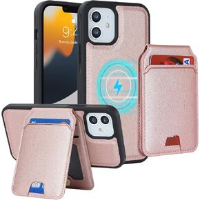 iCoverCase Wallet Case for iPhone 12/12 Pro Compatible with MagSafe, Magnetic Detachable Card Slots Holder PU Leather Kickstand Wireless Charging Case 6.1 Inch (White Leopard) in Saudi Arabia