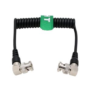 3G HD SDI BNC Coiled Cable for Blackmagic Teradek Hollyland Mars Atomos SmallHD Feelworld Portkeys Monitor Sony Canon ALEXA DSMC2 Camera Video Transmission, Right Angle BNC