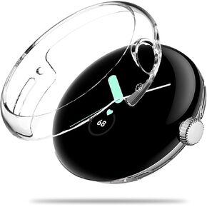 Miimall Compatible for Google Pixel Watch Case, Hard PC Bumper [Without Screen Protector] Ultra-Thin Lightweight Shockproof Protector Case Cover for Google Pixel Watch Women Men, 2022(Transparent)